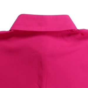 Detail shot of the rose red classic collar and fine stitching on this loose dress