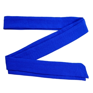 Detailed texture of blue ribbed knit fabric showing fine stripes and elastic material