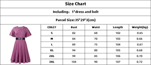 Detaillierte Größentabelle für V-Ausschnitt Kleid S-3XL mit Oberweite und Taillenmaßen