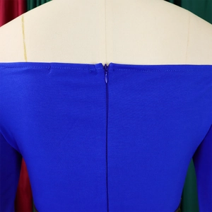 Vue détaillée du combipantalon bleu roi avec fermeture éclair invisible dans le dos