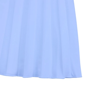 Detailed macro view of light blue pleated fabric with fine stitching and crisp texture