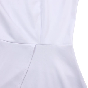 Close-up detail of pleated texture and neat stitching on white plus size dress fabric