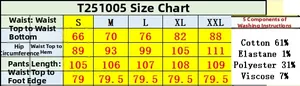 Detailed size chart for floral embroidery denim jeans including waist and hip measurements