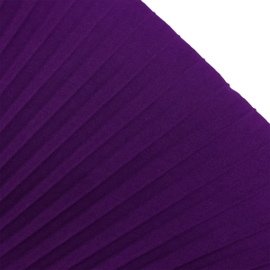 Close-up of deep purple pleated lace dress fabric with high-density accordion pleats