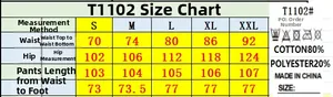 Size chart for black cargo leather pants showing waist, hip and inseam measurements