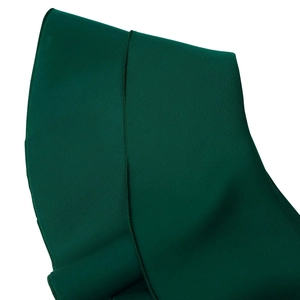 Detail of dark green fabric with fine lettuce edge stitching and premium knit texture