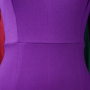 Close-up of high-quality purple knit fabric texture and professional waist stitching