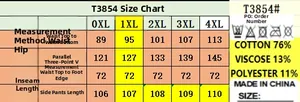 Size guide for plus size high waist wide leg jeans with detailed measurements in cm