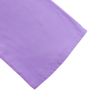 Detailed close-up showing the double-stitched hem and woven purple fabric texture