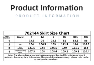 Tableau des tailles pour jupe en jean trapèze taille haute avec mesures du S au 3XL