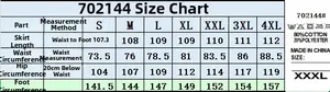 Tableau des tailles pour jupe en jean taille haute avec mesures du S au 4XL