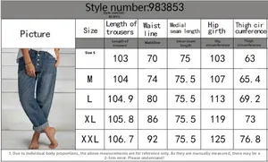 Tableau des tailles pour jean bleu vintage à taille haute avec mesures précises