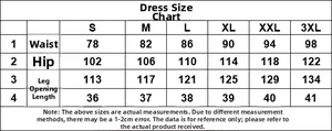 Tableau des tailles pour robe en jean sans manches à fleurs avec mesures du S au 3XL