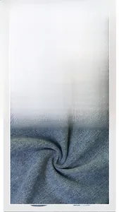 Detail of blue denim fabric texture and waist design with stretch and comfort features