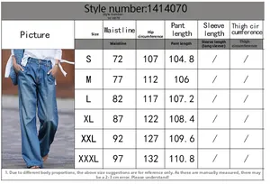 Detaillierte Größentabelle für High-Waist-Jeans mit weitem Bein und Maßen in S-3XL