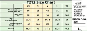 Detailed size chart for high waist flared jeans showing waist, hips, and length measurements