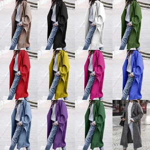 Manteau long en laine pour femme coupe ample 12 couleurs dont vert et carreaux automne hiver