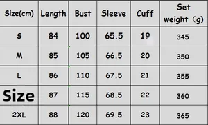 Size chart for women's long sleeve colorblock printed dress with measurements S to 2XL