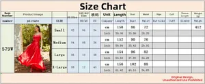 Detailed size chart for red backless maxi evening dress with international conversions