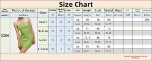 Detailed size chart for bodycon mini dress with measurements in cm and inches