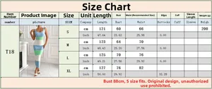 Detailed size chart for striped sleeveless beach dress with length and bust measurements