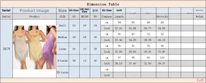 Detailed size chart for fringe strap dress with measurements in inches and centimeters