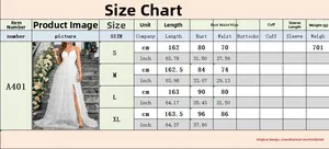Detailed size chart for the elegant V-neck mesh evening dress with model image reference