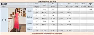 Detailed size guide for elegant printed bodycon strap dress showing S-XL measurements