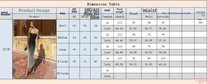 Detailed size chart for the off-shoulder bodycon pencil dress with US UK EU dimensions