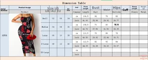 Detailed size chart for sleeveless halter bodycon dress with US UK EU measurements