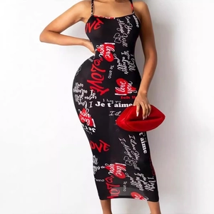 Women Sexy Halter Backless Bodycon Midi Dress Heart Letter Print Checkerboard Sleeveless Slim Fit Party Dress