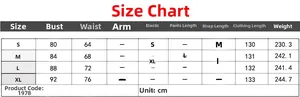 Size chart for strapless sleeveless long dress showing bust, waist and length in cm