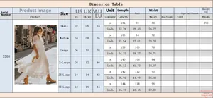 Comprehensive size guide for women's V-neck short sleeve lace dress in US/UK/EU measurements