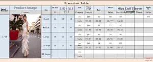 Size guide with measurements for the V-neck sleeveless formal evening maxi dress