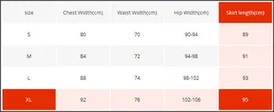 Detailed size chart for the camo mesh sexy dress including bust and waist measurements