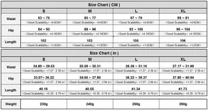 Guide des tailles détaillé en CM et pouces pour pantalon de plage en maille ajourée S-XL