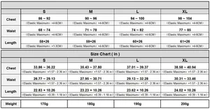 Detailed size chart for handmade crochet beach cover-up dress showing S to XL measurements