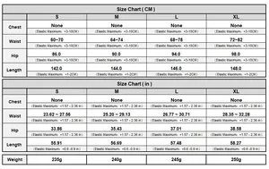 Detailed size chart for women knit beach dress showing measurements for S to XL sizes