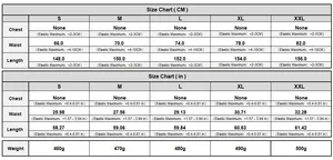 Tableau des tailles pour robe de soirée en CM et pouces allant du S au XXL précis