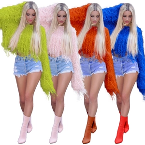 Pulls tendance à franges pour femmes en vert néon, rose, orange et bleu roi tricotés