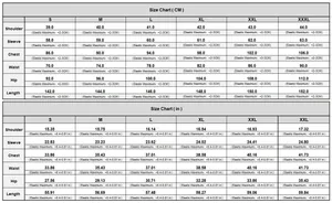 Detailed size guide table for sexy letter print bodysuit with measurements in CM and inch