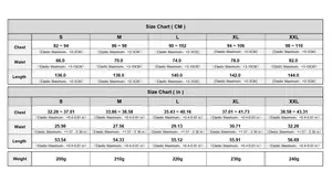 Detailed size guide for women's striped tube top jumpsuit from S to XXL in CM and inches