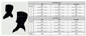 Tableau des tailles détaillé en cm et pouces pour accessoire de col à capuche