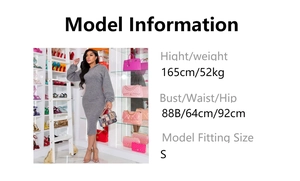 Guide des tailles détaillé et coupe pour cette robe longue grise en tricot avec capuche