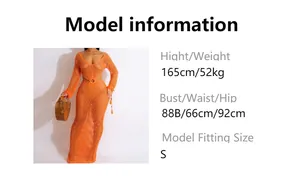 Tableau des tailles détaillé pour robe de plage au crochet orange avec mesures