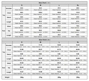 Tableau détaillé des tailles en cm et pouces pour ensemble haut évidé et short en tricot