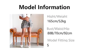 Tableau des tailles détaillé et mesures du mannequin pour mini-jupe cargo
