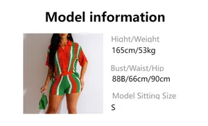Tableau des tailles avec mesures du mannequin pour un ensemble tricoté sexy