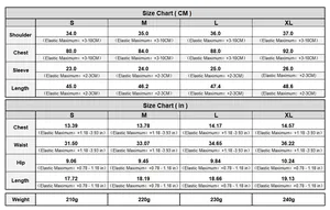 Size chart for women knit heart top showing CM and inch measurements from S to XL