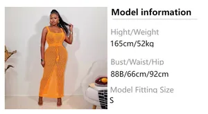 Tableau des tailles avec mensurations du mannequin pour la robe de plage crochetée
